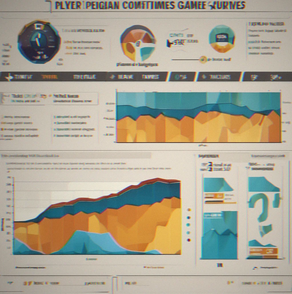 Player statistics dashboard showing engagement curves that plateau at high play-time values rather than declining after initial completion