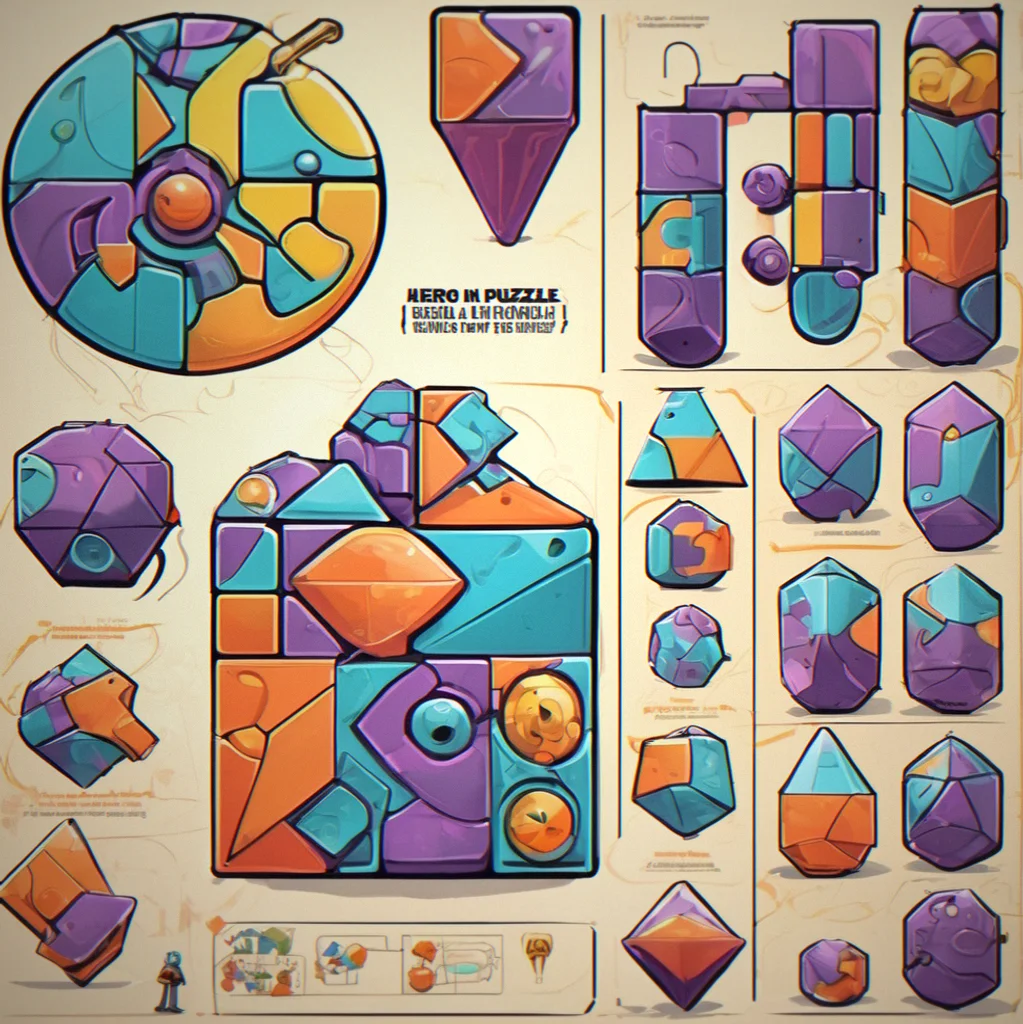 Geometric shapes interlocking and rotating, abstract representation of how puzzle mechanics connect and build on each other